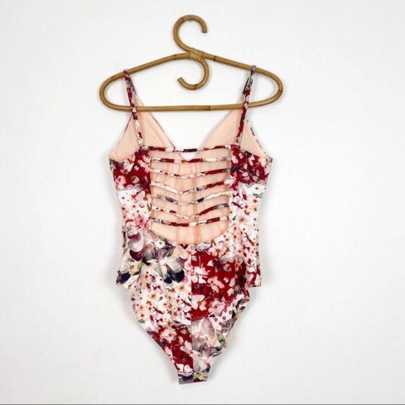 Rachel Rachel Roy | Floral Strappy Back One Piece Swim Suit Size L - Picture 6 of 9